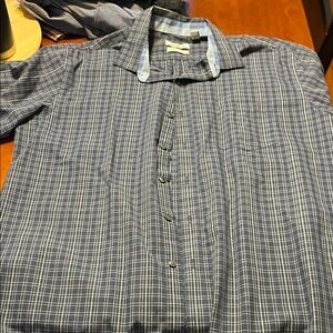 Van Heusen Navy Checkered Button Down Shirt